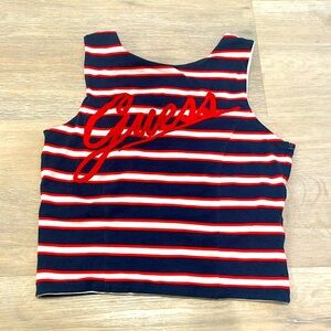 GUESS vintage women's crop top tank sleeveless Cherry red striped size S fitted